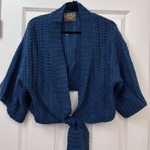 Elegant Vintage Blue Women's Knit Shrug